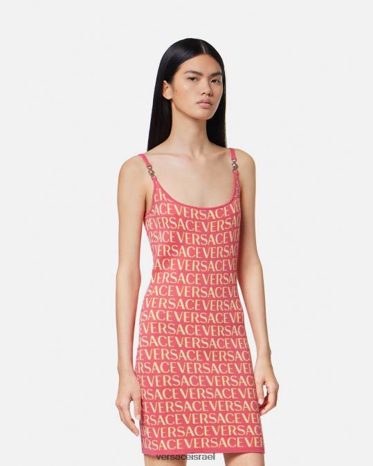 נשים Versace ורוד ולבן שמלת מידי סריג אול אובר הַלבָּשָׁה N8T224
