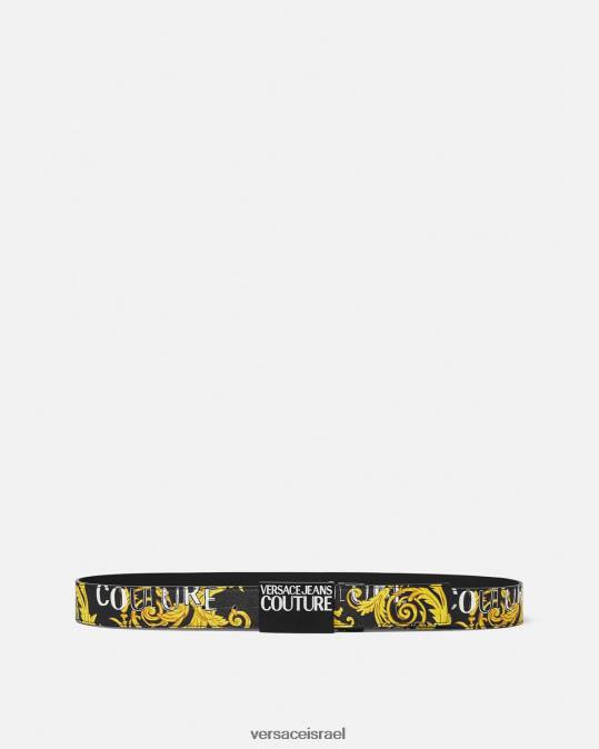 גברים Versace זהב שחור חגורת לוגו קוטור הפיכה אביזרים N8T22505