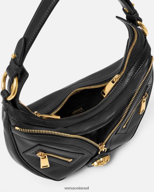 נשים Versace שָׁחוֹר חזור על תיק נווד קטן תיקים N8T2274