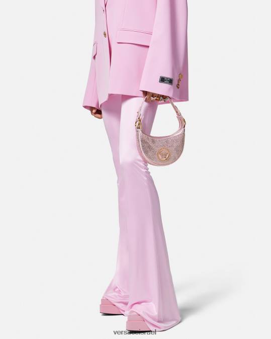 נשים Versace וָרוֹד שקית מיני נווד חוזרת קריסטל תיקים N8T2275