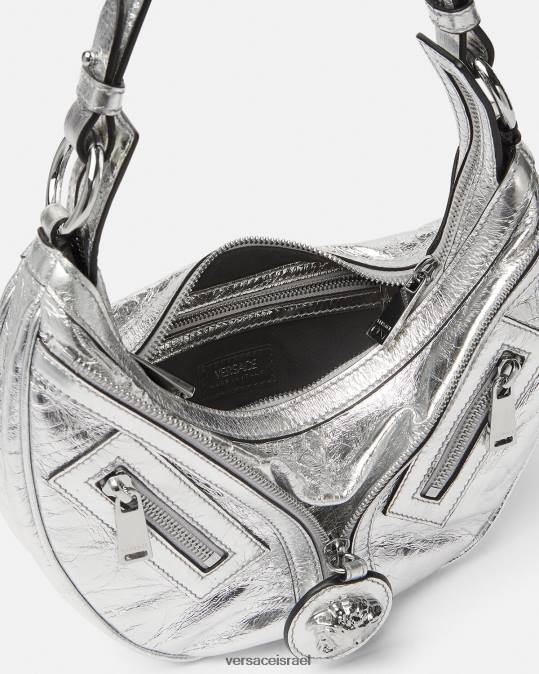 נשים Versace אפור חזור על תיק נווד קטן מתכתי תיקים N8T2280