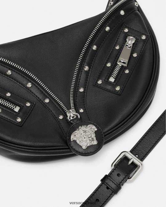 נשים Versace שָׁחוֹר חזור על תיק נווד קטן תיקים N8T2283