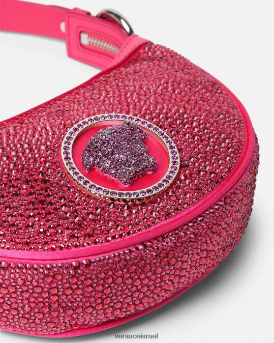 נשים Versace ורוד פוקסיה שקית מיני נווד חוזרת קריסטל תיקים N8T2291