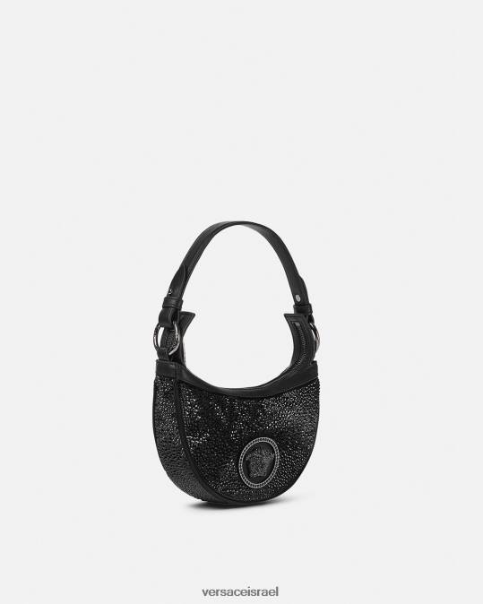 נשים Versace שָׁחוֹר שקית מיני נווד חוזרת קריסטל תיקים N8T2292