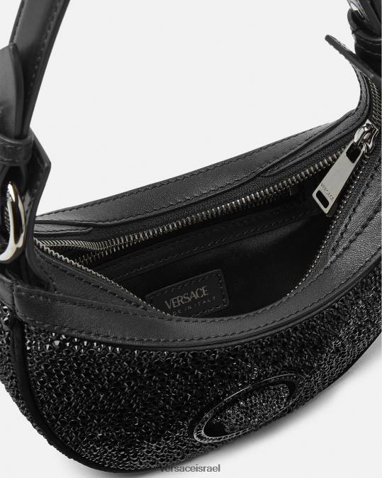 נשים Versace שָׁחוֹר שקית מיני נווד חוזרת קריסטל תיקים N8T2292