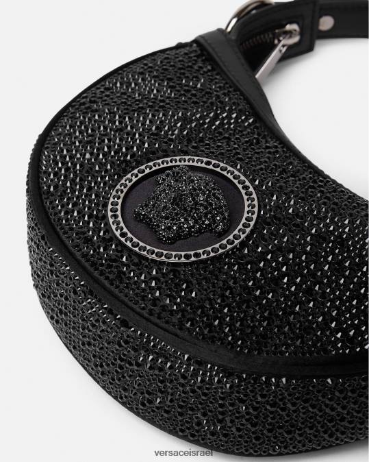 נשים Versace שָׁחוֹר שקית מיני נווד חוזרת קריסטל תיקים N8T2292