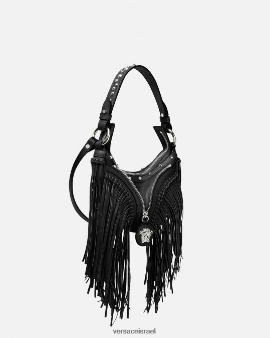נשים Versace שָׁחוֹר תיק מיני נווד משוצי עם שוליים תיקים N8T2297