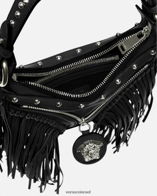 נשים Versace שָׁחוֹר תיק מיני נווד משוצי עם שוליים תיקים N8T2297