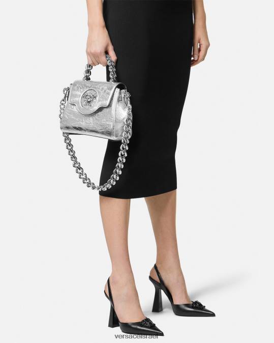 נשים Versace אפור תיק יד קטן מטאלי לה מדוזה תיקים N8T2305