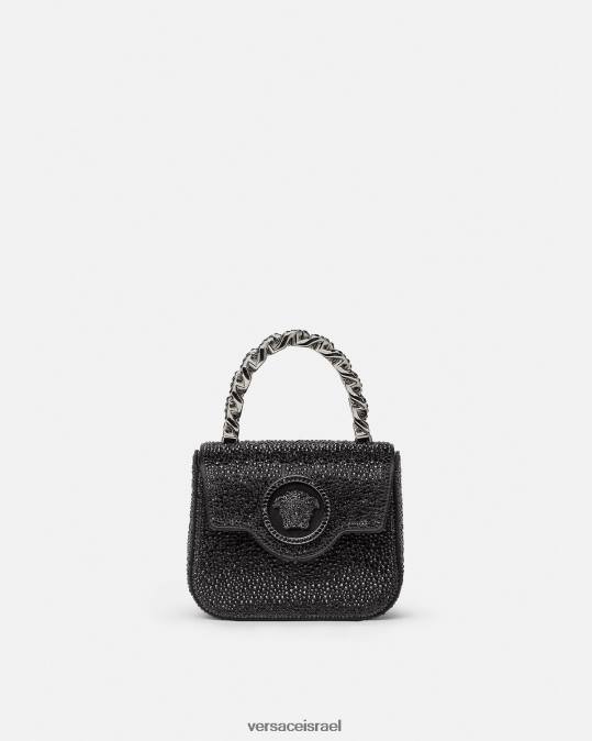 נשים Versace שָׁחוֹר תיק מיני קריסטל לה מדוזה תיקים N8T2313