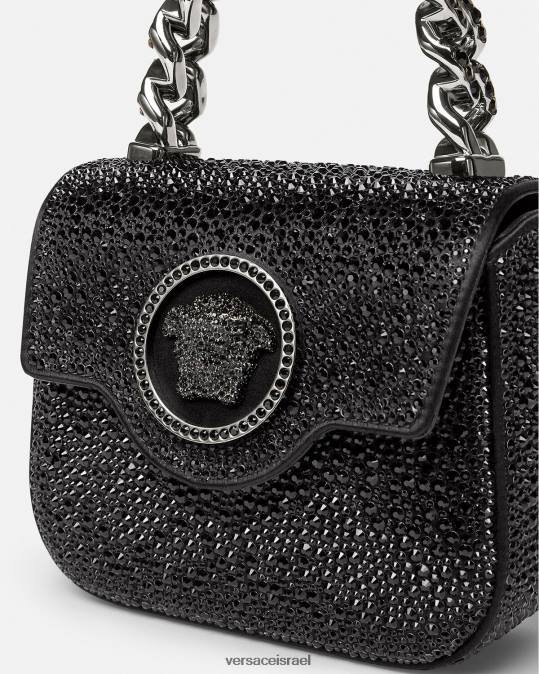 נשים Versace שָׁחוֹר תיק מיני קריסטל לה מדוזה תיקים N8T2313