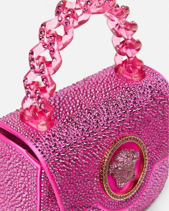 נשים Versace ורוד פוקסיה תיק מיני קריסטל לה מדוזה תיקים N8T2315