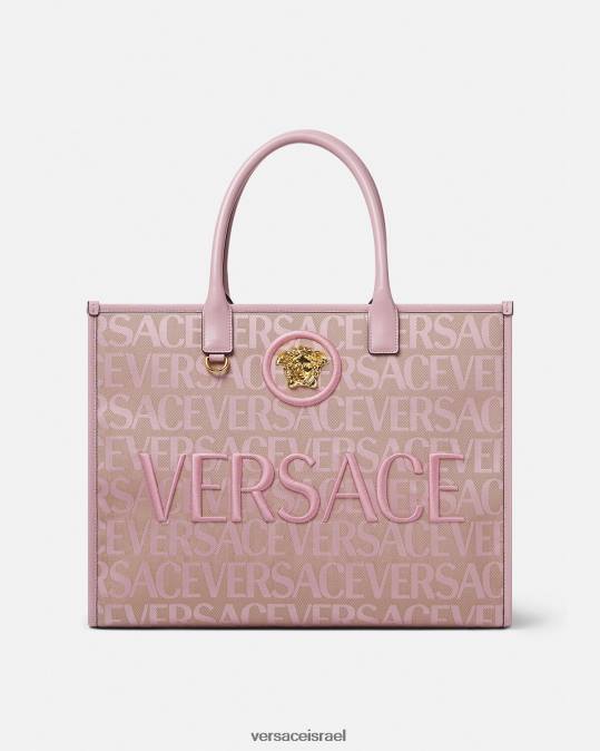 נשים Versace ורוד & הדפס שקית שקית גדולה תיקים N8T2320