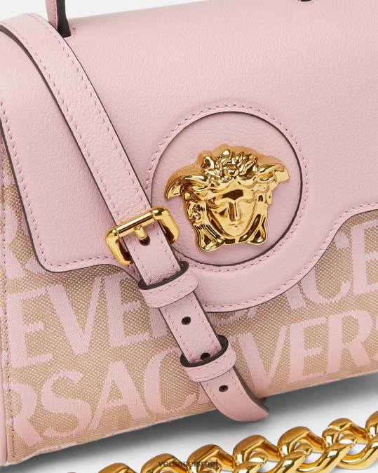 נשים Versace ורוד & הדפס תיק יד קטן לה מדוזה תיקים N8T2326