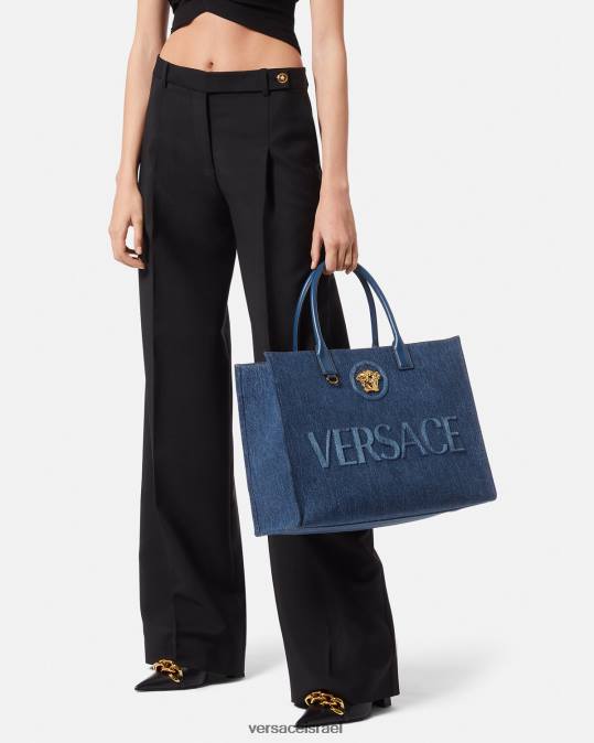 נשים Versace כְּחוֹל תיק גדול לה מדוזה תיקים N8T2339