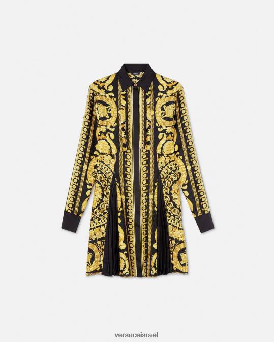 נשים Versace הדפס שמלת חולצת מידי של בארוקו משי הַלבָּשָׁה N8T234