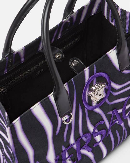 נשים Versace הדפס וסגול תיק תיק גדול של זברה תיקים N8T2349
