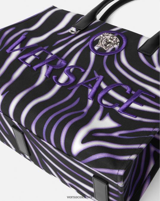 נשים Versace הדפס וסגול תיק תיק גדול של זברה תיקים N8T2349