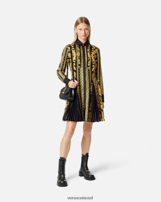 נשים Versace הדפס שמלת חולצת מידי של בארוקו משי הַלבָּשָׁה N8T234