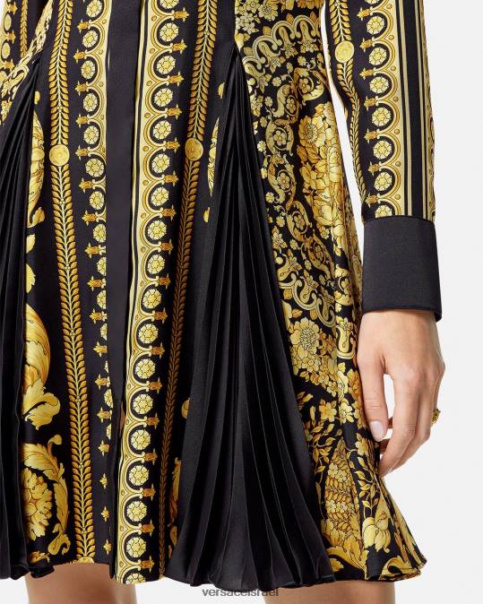 נשים Versace הדפס שמלת חולצת מידי של בארוקו משי הַלבָּשָׁה N8T234