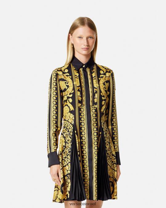 נשים Versace הדפס שמלת חולצת מידי של בארוקו משי הַלבָּשָׁה N8T234