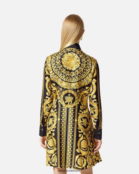 נשים Versace הדפס שמלת חולצת מידי של בארוקו משי הַלבָּשָׁה N8T234