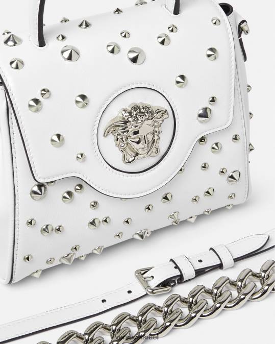 נשים Versace לבן תיק יד קטן עם קוצים לה מדוזה תיקים N8T2351