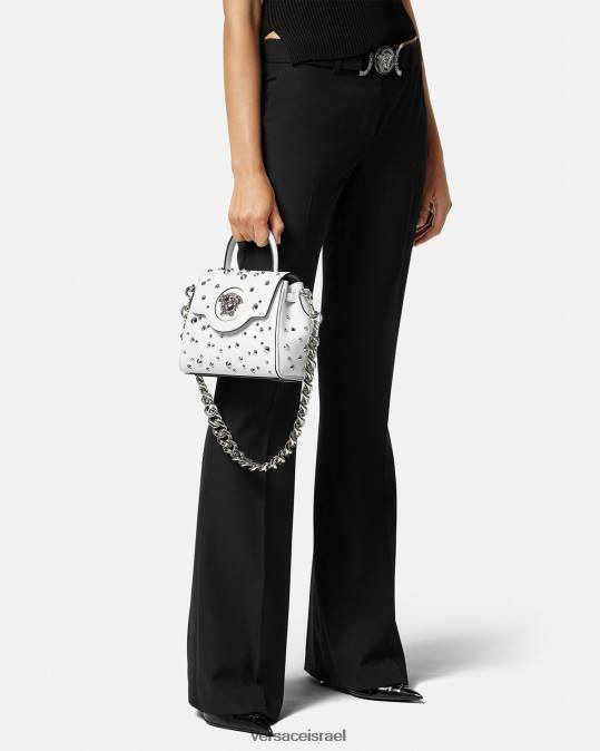 נשים Versace לבן תיק יד קטן עם קוצים לה מדוזה תיקים N8T2351