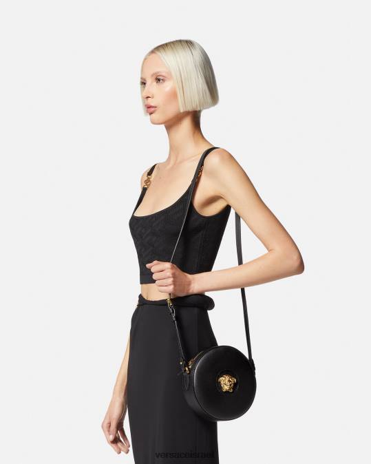 נשים Versace שָׁחוֹר תיק מצלמה עגול לה מדוזה תיקים N8T2354