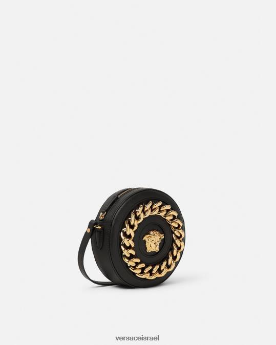 נשים Versace שָׁחוֹר תיק מצלמה עגול לה מדוזה תיקים N8T2355