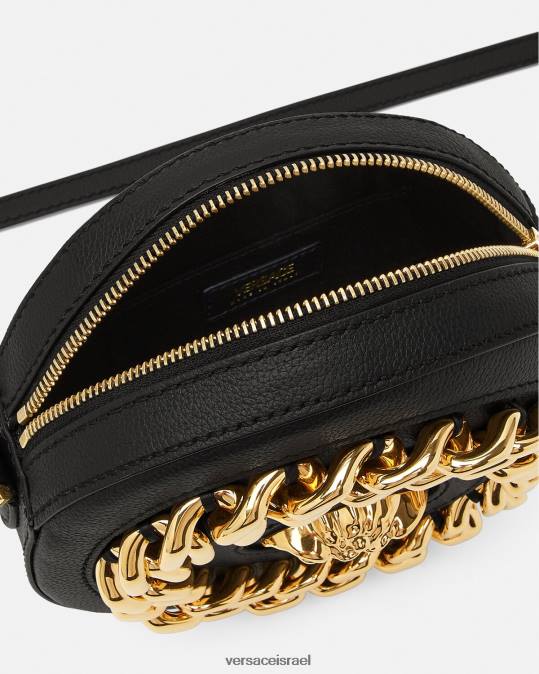 נשים Versace שָׁחוֹר תיק מצלמה עגול לה מדוזה תיקים N8T2355