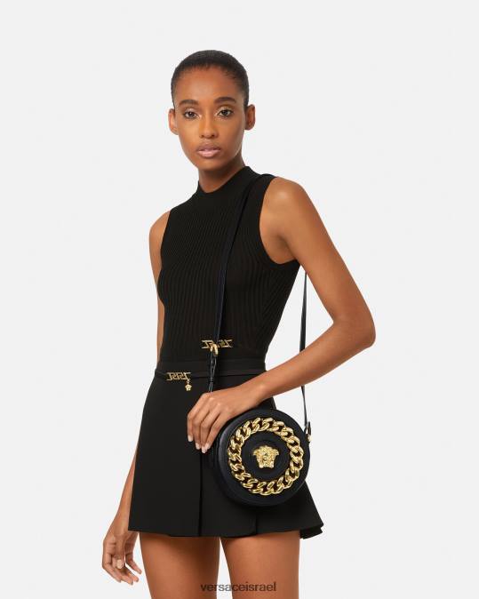 נשים Versace שָׁחוֹר תיק מצלמה עגול לה מדוזה תיקים N8T2355