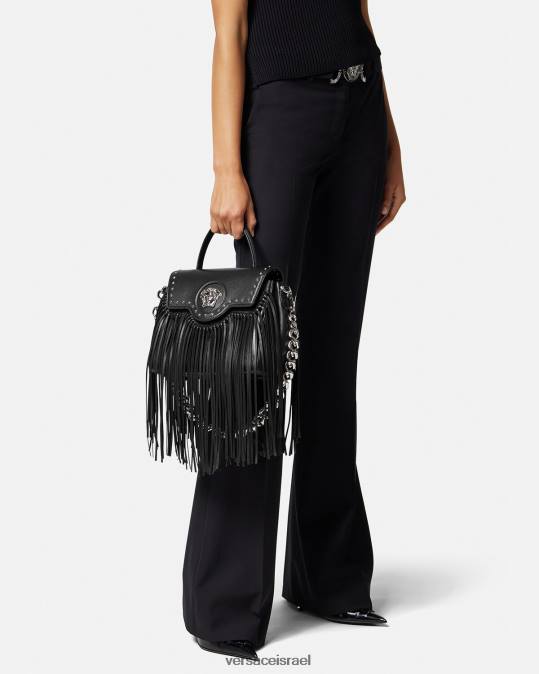 נשים Versace שָׁחוֹר תיק יד עם שוליים לה מדוזה תיקים N8T2363
