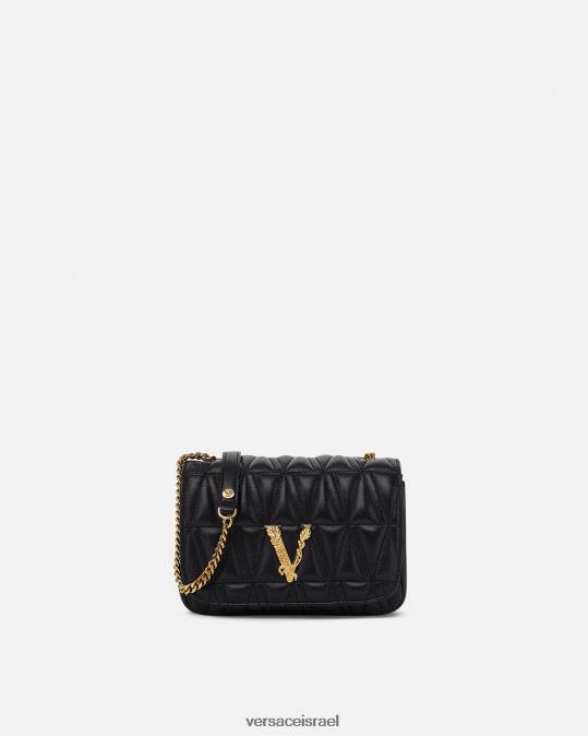 נשים Versace שָׁחוֹר תיק כתף קטן וירטוס תיקים N8T2367