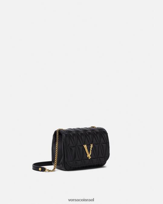 נשים Versace שָׁחוֹר תיק כתף קטן וירטוס תיקים N8T2367