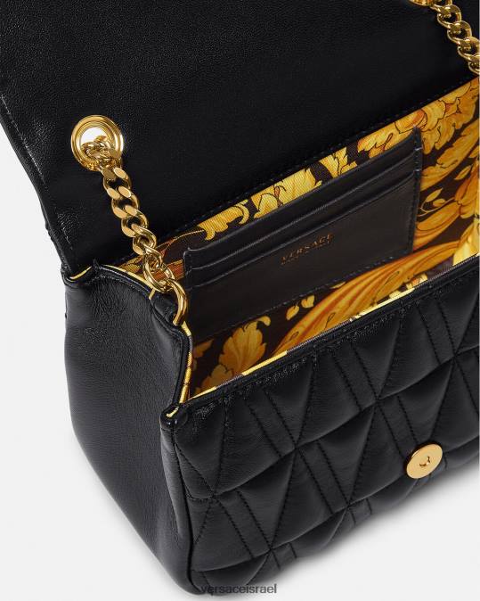 נשים Versace שָׁחוֹר תיק כתף קטן וירטוס תיקים N8T2367