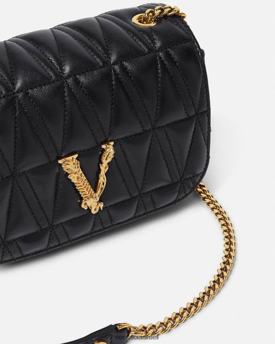 נשים Versace שָׁחוֹר תיק כתף קטן וירטוס תיקים N8T2367