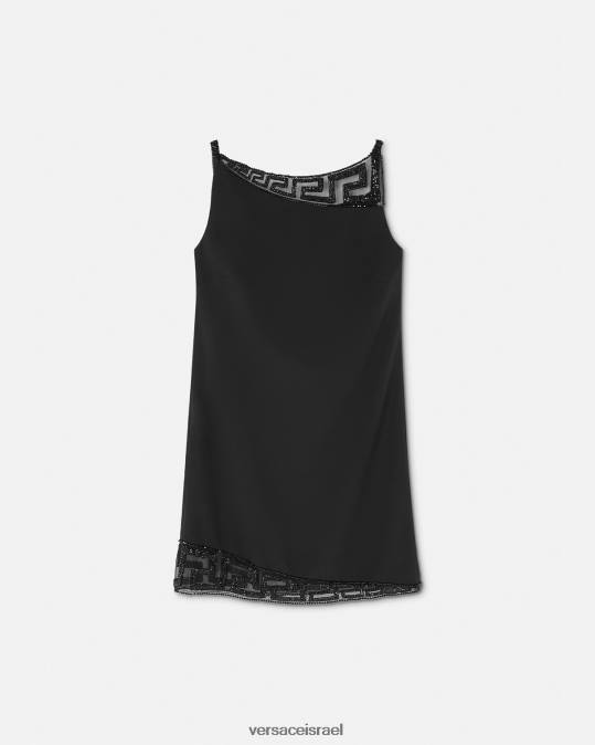 נשים Versace שָׁחוֹר שמלת מיני מעוטרת קריסטל גרקה הַלבָּשָׁה N8T237
