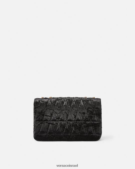 נשים Versace שָׁחוֹר תיק כתף וירטוס מקטיפה תיקים N8T2373