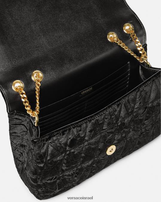 נשים Versace שָׁחוֹר תיק כתף וירטוס מקטיפה תיקים N8T2373