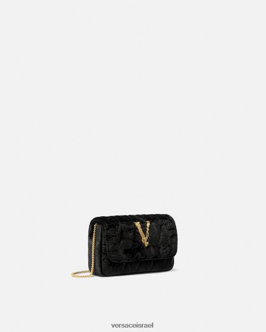 נשים Versace שָׁחוֹר תיק מיני קטיפה וירטוס תיקים N8T2377