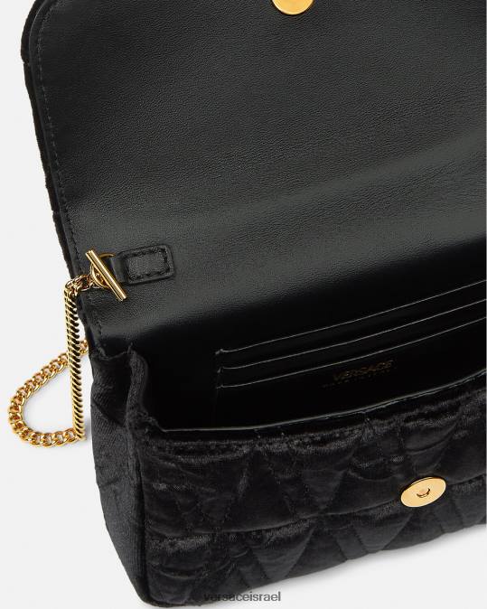 נשים Versace שָׁחוֹר תיק מיני קטיפה וירטוס תיקים N8T2377