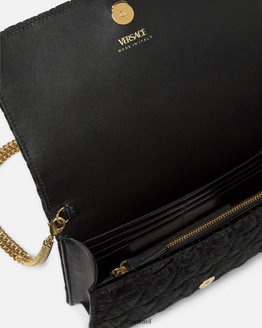 נשים Versace שָׁחוֹר קלאץ' וירטוס קטיפה תיקים N8T2378