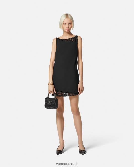 נשים Versace שָׁחוֹר שמלת מיני מעוטרת קריסטל גרקה הַלבָּשָׁה N8T237