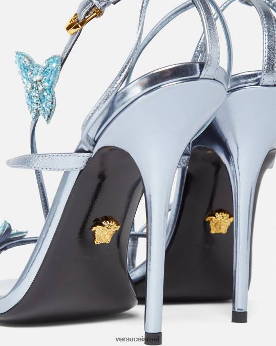 נשים Versace כחול בהיר סנדלים מתכתיים של פרפרי קריסטל נַעַל N8T2433