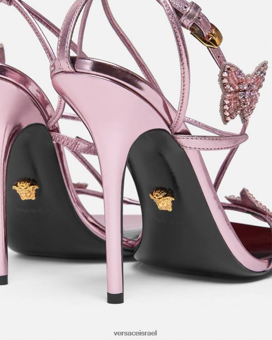 נשים Versace וָרוֹד סנדלים מתכתיים של פרפרי קריסטל נַעַל N8T2434