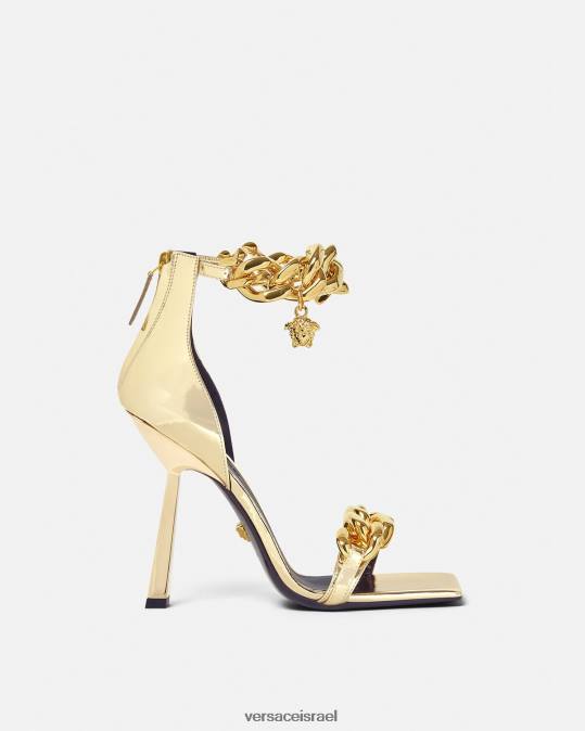נשים Versace זהב סנדלי שרשרת מטאליים של מדוזה נַעַל N8T2447