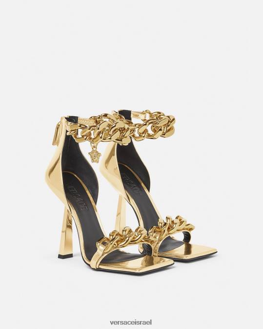נשים Versace זהב סנדלי שרשרת מטאליים של מדוזה נַעַל N8T2447