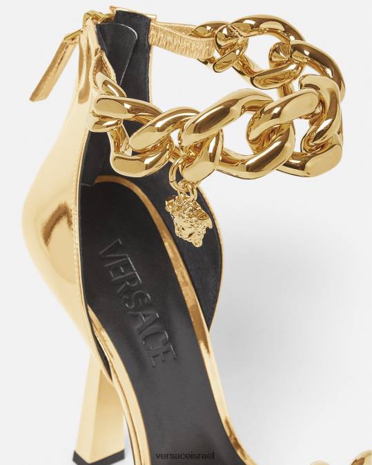 נשים Versace זהב סנדלי שרשרת מטאליים של מדוזה נַעַל N8T2447
