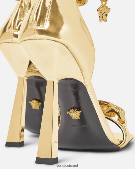 נשים Versace זהב סנדלי שרשרת מטאליים של מדוזה נַעַל N8T2447